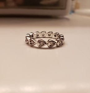 Silver plated cubic zirconia heart ring